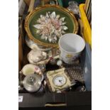 A TRAY OF CERAMICS TO INC ROYAL CROWN DERBY, ROYAL WORCESTER ETC