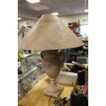 A LARGE CERAMIC LAMP & SHADE