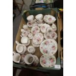 A TRAY OF FLORAL FENTON CHINA