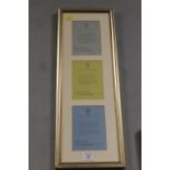 A FRAMED SET OF THREE SAINT JOHN PAUL TICKETS