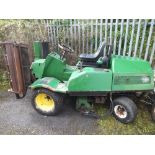 A LARGE RANSONS THREE GANG RIDE ON LARGE PETROL LAWN MOWER