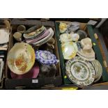 TWO TRAYS OF CHINA & CERAMICS TO INC AYNSLEY PART TEA SERVICE, ROYAL DOULTON, VINTAGE WEDGWOOD,