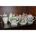 EIGHT SADLER NOVELTY TEAPOTS & TWO OTHERS