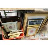 A LARGE QUANTITY OF PICTURES & PRINTS TO INC AN ORIENTAL STYLE COPPER PLAQUE