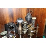 A SELECTION OF VINTAGE LANTERNS, LAMPS, TORCHES ETC