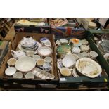 TWO TRAYS OF CERAMICS & CHINA TO INC A GREEN CARLTON WARE 'VERT ROYALE' DISH ETC