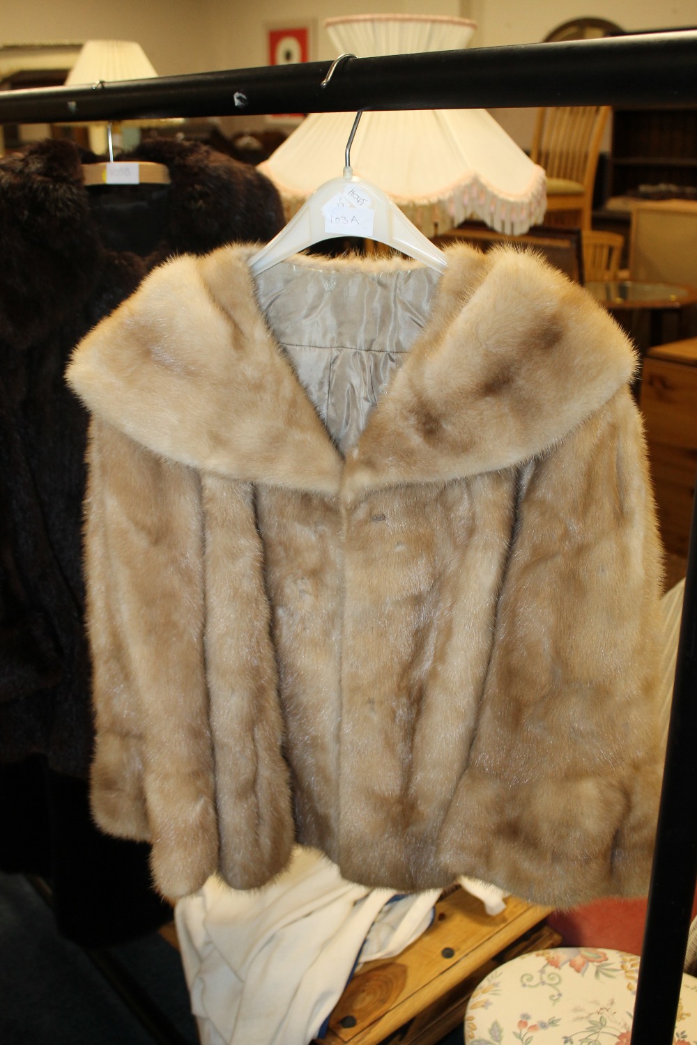 A LADIES PASTEL MINK FUR JACKET