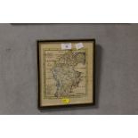 A FRAMED & GLAZED MAP OF STAFFORDSHIRE BY EMAN BOWEN