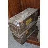 TWO METAL AMMUNITION BOXES - ONE IS WWII DATED