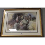 MICK CAWSTON - SIGNED LIMITED EDITION PRINT STUDY OF ENGLISH BULL TERRIERS FROM 1992 No: 289/550