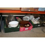 A TRAY OF CERAMICS TO INC A LARGE WEDGWOOD COLORADO BOWL`TOGETHER WITH THREE TRAYS OF SUNDRIES (4)