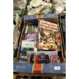A TRAY OF BUS & RAILWAY BOOKS & MAGAZINES ETC TO INC BUSES ILLUSTRATED