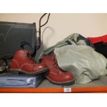 A PEAKLAND TENT ALONG WITH A SLEEPING BAG, PAIR OF MOTO / HIKING BOOTS ETC
