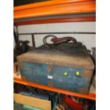 TWO METAL CRATES CONTAINING TOOLS TO INC TWO RETRO FOOT PUMPS