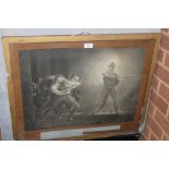 A FRAMED & GLAZED MEZZOTINT OF A SHAKESPEARE SCENE AFTER FUSEH