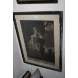 A FRAMED & GLAZED MEZZOTINT PORTRAIT OF A LADY ANCASTER AFTER THOMAS HUDSON, ENGRAVED ARDELL