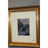 A SIGNED FRAMED & GLAZED OIL PAINTING OF A BOAT IN THE HARBOUR - PIERO VERTEFEUILLE