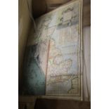 A TRAY OF ANTIQUE MAPS, ENGRAVINGS ETC