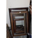 TWELVE ASSORTED OAK & DARK WOOD PICTURE FRAMES