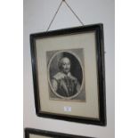 A FRAMED & GLAZED ENGRAVING PORTRAIT OF A GENTLEMAN AFTER VAN DYCK