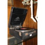 A VINTAGE WIND-UP RECORD PLAYER