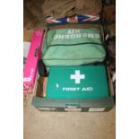 A BOX OF VINTAGE 1970s / 1980s FIRST AID KITS
