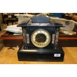 A SLATE MARBLE MANTLE CLOCK