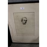 A FARMED ETCHING BEHIND GLASS - PORTRAIT OF LORD LISTER SIGNED IN PENCIL
