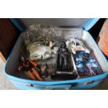 A VINTAGE SUITCASE OF STAR WARS & ACTION MAN TOYS ETC