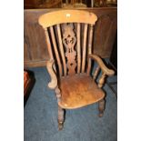 A TRADITIONAL WINDSOR KITCHEN ARMCHAIR