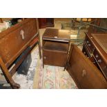 A WW2 ERA CC41 UTI;ITY STAMPED SINGLE BED + BEDSIDE CABINET (2)