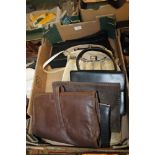 A BOX OF ASSORTED 1940S & 1950S ERA VINTAGE HANDBAGS