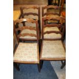 A SET OF FOUR WW2 ERA CC41 UTILITY STAMPED LADDERBACK DINING CHAIRS