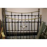 A VICTORIAN CAST AND BRASS DOUBLE BED FRAME