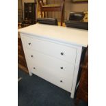 A MODERN WHITE THREE DRAWER CHEST