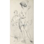 Alexandros ALEXANDRAKIS Greek, 1913-1968 Artist with model I - pencil on paper signed lower left