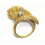 Ilias LALAOUNIS Greek Jeweller Lions head ring in the Hellenistic style 18 carat yellow gold