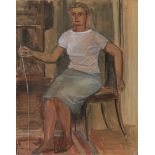 Nikos NIKOLAOU Greek, 1909 -1986 Seated woman gouache on paper signed and dated 4/48 lower left