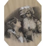 ENGLISH SCHOOL circa 1843 Ali Pasha and kira Vasiliki - pastel and chalk on paper