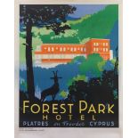FOREST PARK HOTEL circa 1934 Forest Park Hotel, Platres on Troodos, Cyprus - Lithograph