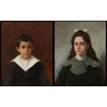 Georgios ROILOS Greek, 1867-1928 Pair of children portraits oil on canvas signed