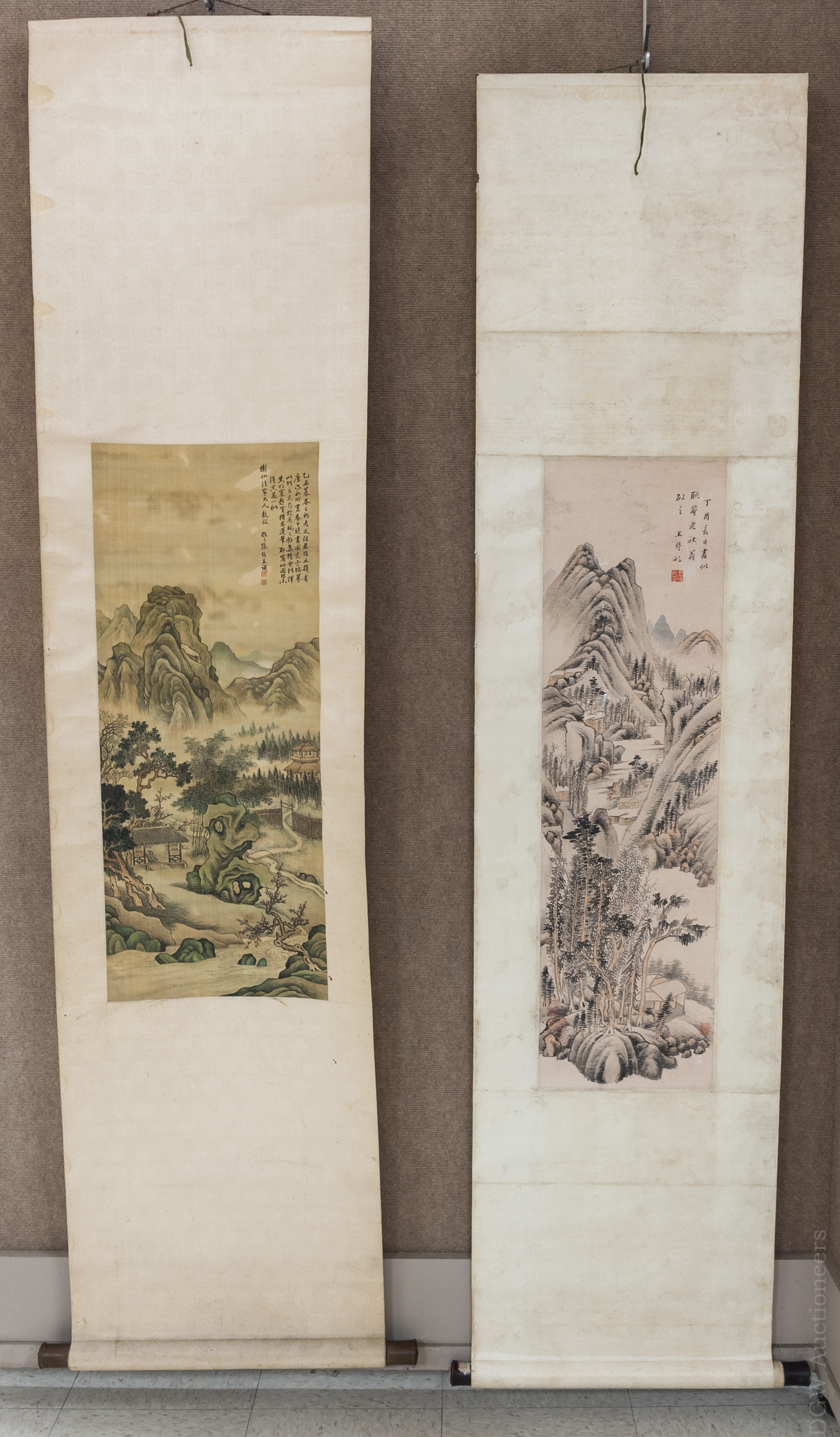 (2) Asian Hand Colored Scrolls.