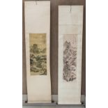 (2) Asian Hand Colored Scrolls.