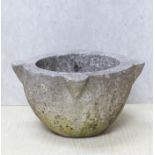 Carved Stone Mortar Bowl.