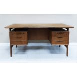 Oman Jun Danish Mid 20th C. Modern Teak Desk.