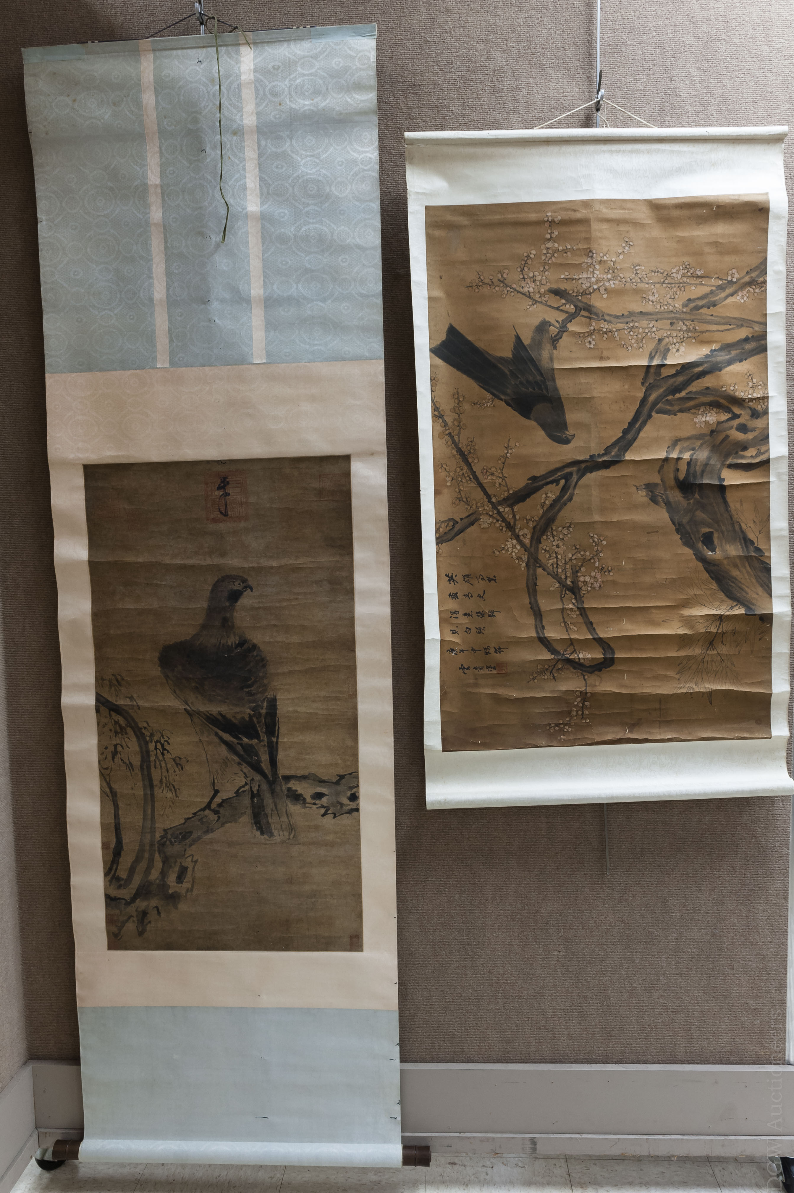 (2) Asian Hand Colored Scrolls.