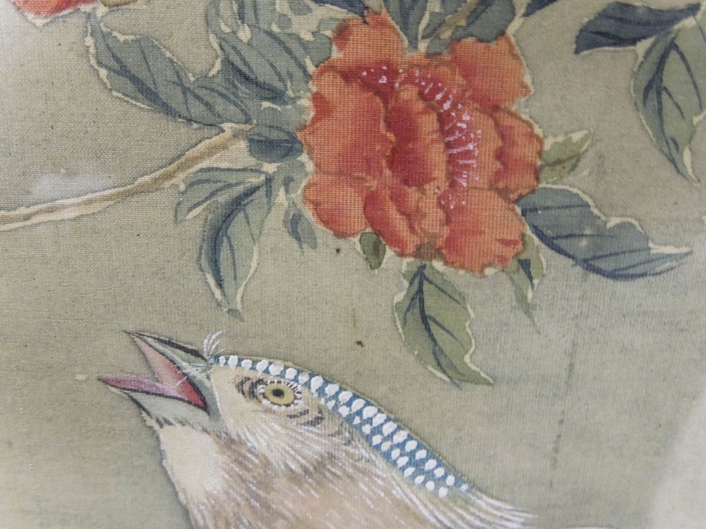 Asian Hand Colored Scroll on Silk. - Image 5 of 8