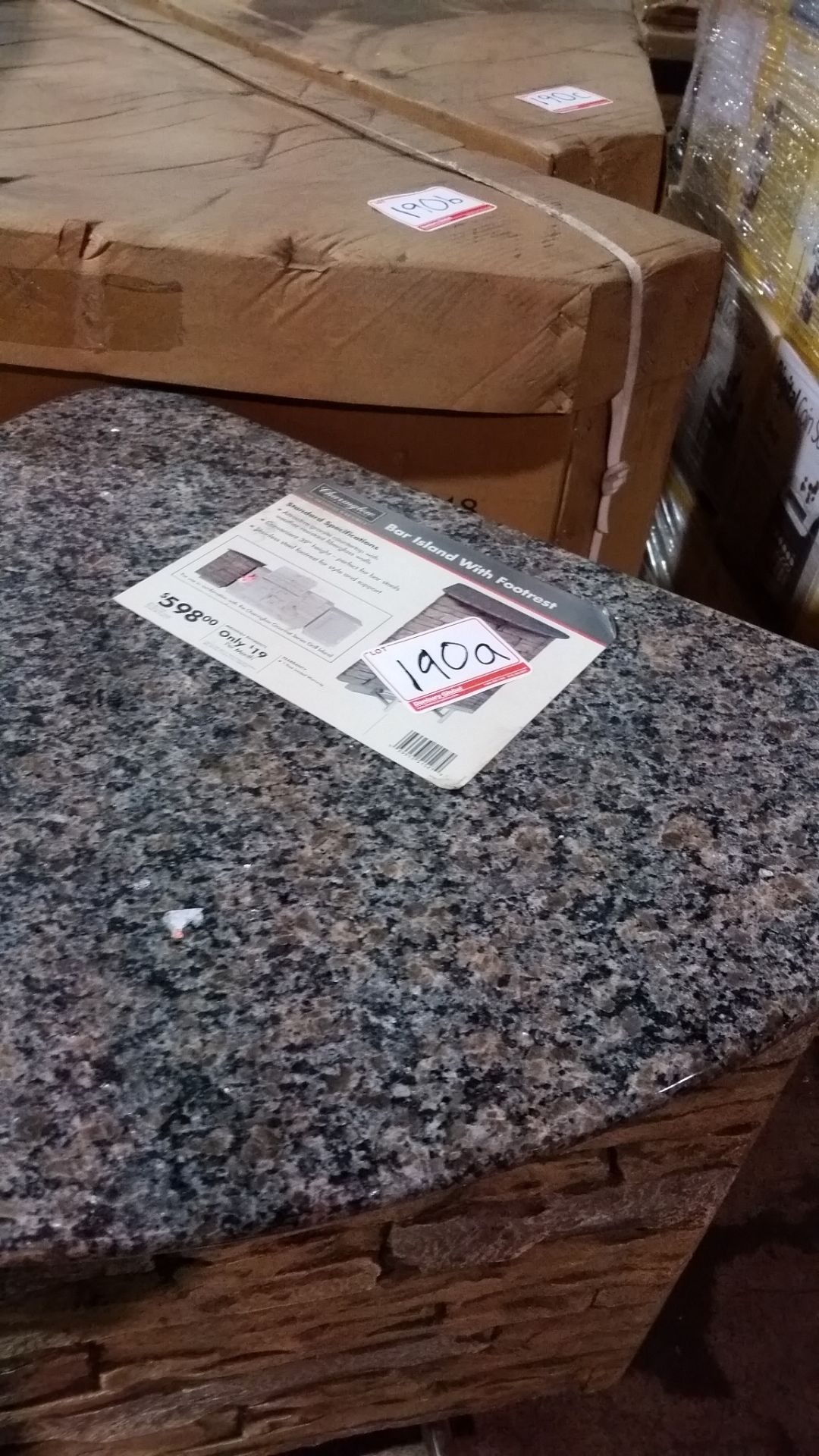 CHARMGLOW OUTDOOR 39"H BAR ISLAND C/W FOOT REST & GRANITE COUNTER TOP (IN BOX) - Image 2 of 3