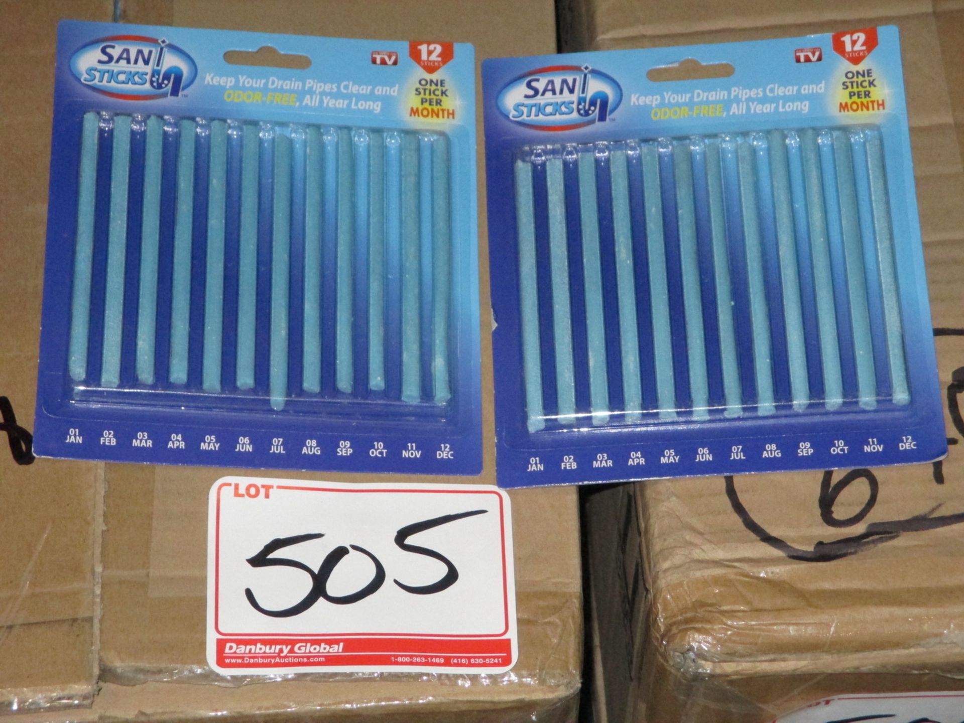 LOT - SANISTICK DRAIN DEODORIZERS (12 BOXES - 72 PC/BOX)