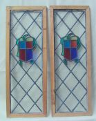 2 historische Bleiverglasungen,um 1920 farbloses und farbiges Glas unterschiedlich strukturiert in